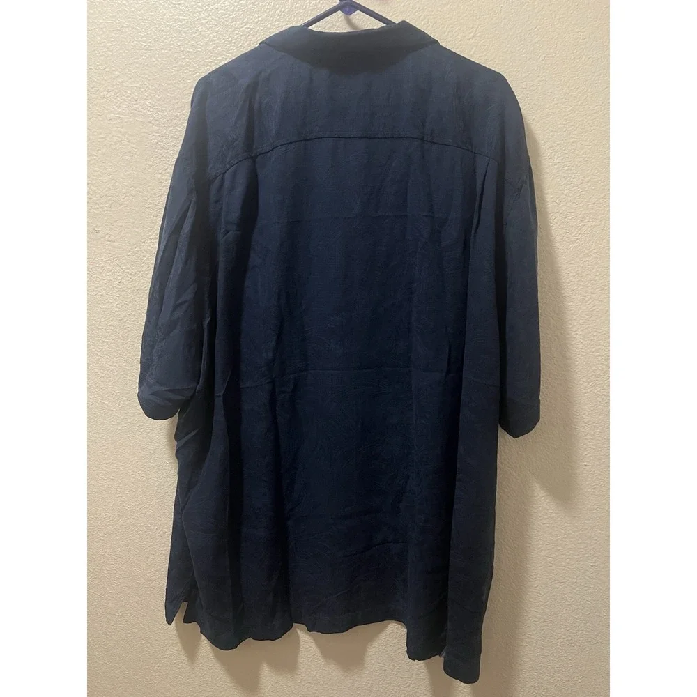 Tommy Bahama 100% Silk All Over Print Tropic Floral Short Sleeve Navy Blue 3XL - Picture 4 of 9